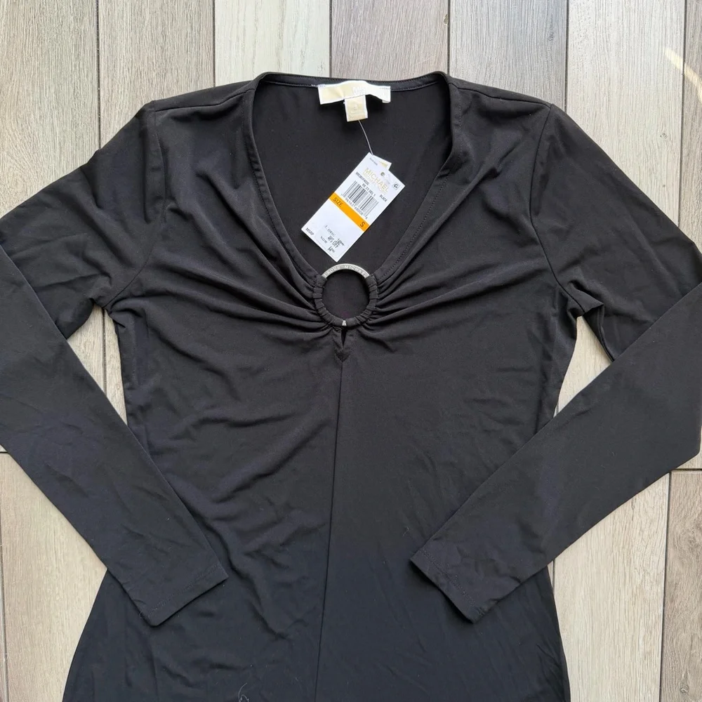 Michael Kors Black Long Sleeve Dress with Ring Detail - Picture 2 of 4